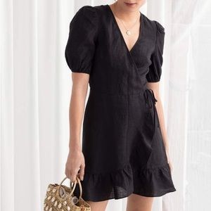 Other Stories linen mini wrap dress